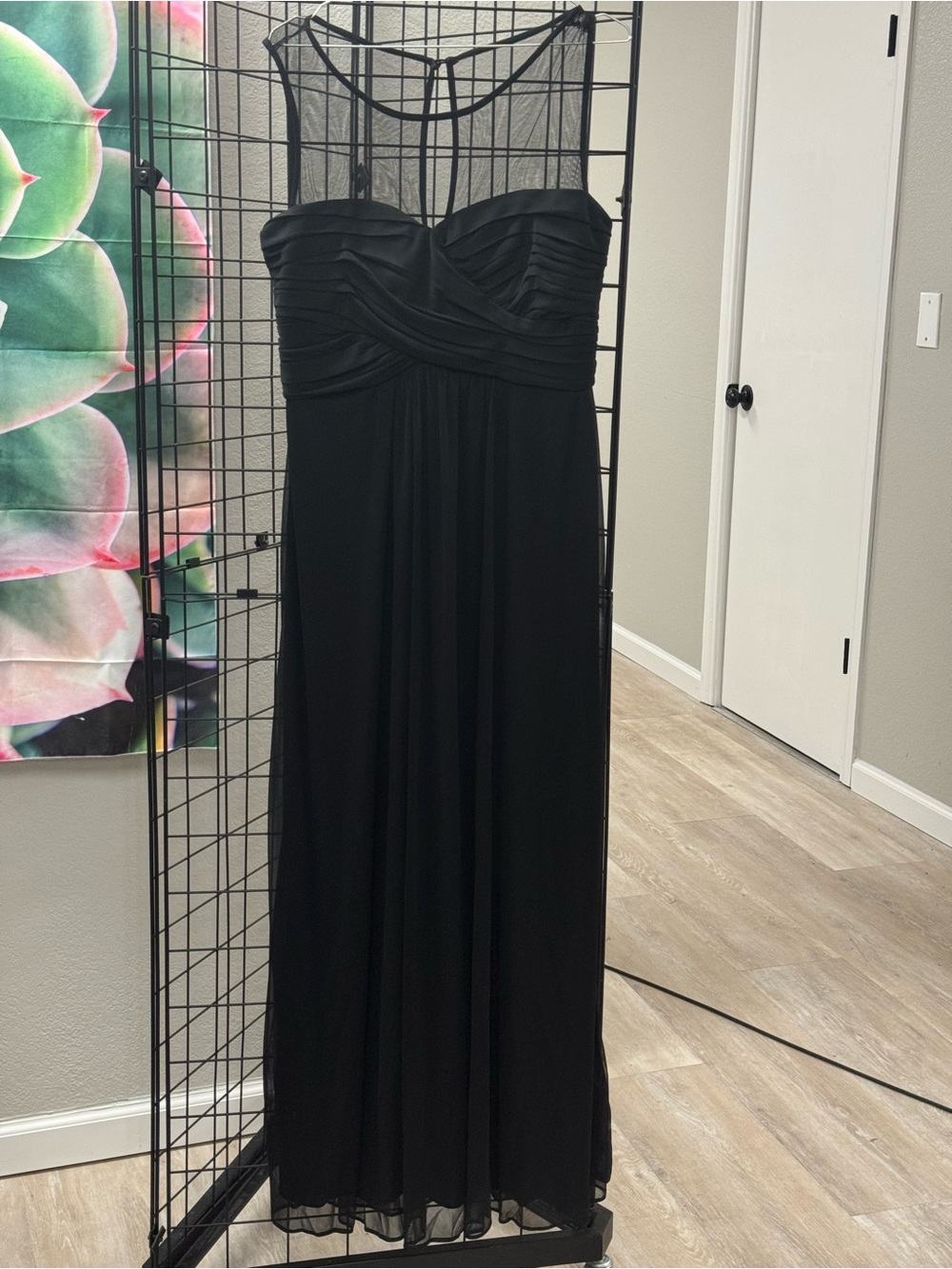 Scarlett Nite Black Strapless Mesh Yoke Evening Gown Size 12. Pit 20”L 58”